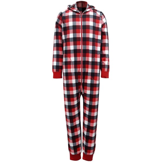  Matching Men’s Buffalo Check Pajama Set, Red, Large