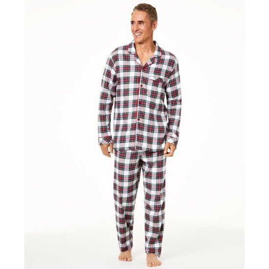  Matching Men's Stewart Plaid Family Pajama Set (White), White, Medium