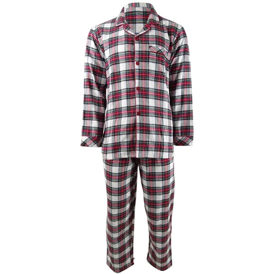  Matching Men's Stewart Plaid Family Pajama Set (White), White, Small