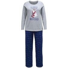 Family Pajamas Matching Women's Fleece Navidad Family Pajama Set (Navy)