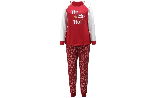  Matching Women's Ornament-Print Family Pajama Set (Red), Red, X-Small