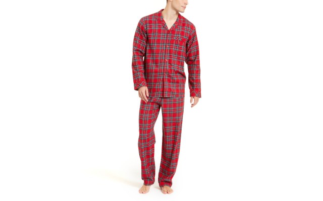  Mens Cotton Plaid Pajamas Set Brinkley Plaid (Red, XX-Large)