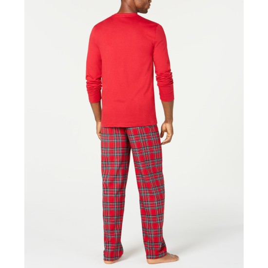  Men’s Matching Mix It Brinkley Plaid Pajama Set (Red), Red, X-Large
