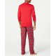 Men’s Matching Mix It Brinkley Plaid Pajama Set (Red), Red, X-Large
