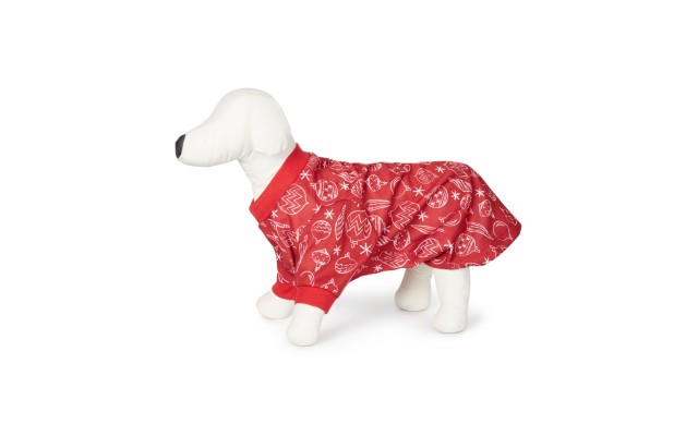  Ornament-Print Pet Pajamas Ornaments (Red, Large)
