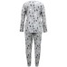  Women’s Tree-Print Pajama Set Winter Trees (Gray- X-Small)