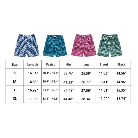 Fashionable Summer Swim Trunks for Men, Quick Dry Swim Shorts for Men, Swimwear, Bathing Suits, Swim Shorts with Various Colors & Designs, Quick Dry Nylon Shorts, Green Turtle, Large