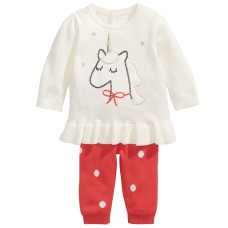 First Impressions Baby Girls 2-Pc. Cotton Unicorn Tunic Sweater & Leggings Set (Pink, 12Mos)