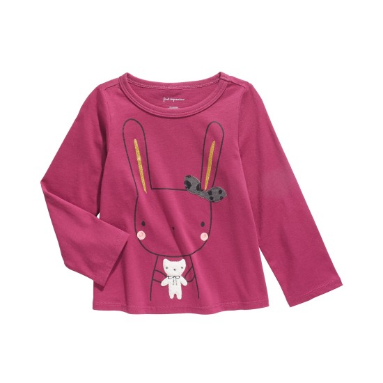  Baby Girls Cotton Bunny & Bear T-Shirt, Purple, 24 Months