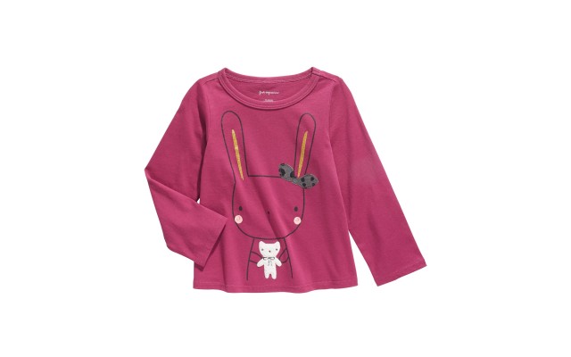  Baby Girls Cotton Bunny & Bear T-Shirt, Purple, 24 Months