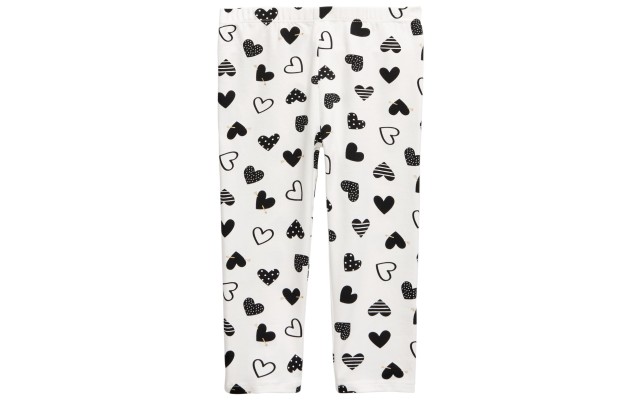  Toddler- Baby Girls Heart-Print Leggings, White, 2T