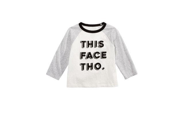  Toddler Boys This Face-Print Cotton T-Shirt, Natural, 2T