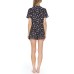 Flora by  Women's Printed Pajama Shorts Set, Black, Medium