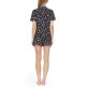 Flora by  Women's Printed Pajama Shorts Set, Black, Medium