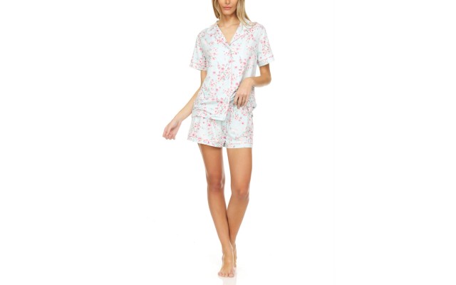 Flora by  Women's Printed Pajama Shorts Set, Green, X-Large