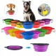 Folding Dog Bowl - Collapsible Pet Food & Water Bowl For Travels, Walks - Foldable, Expandable Bowl For Dogs & Cats, Blue