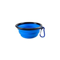 Folding Dog Bowl - Collapsible Pet Food & Water Bowl For Travels, Walks - Foldable, Expandable Bowl For Dogs & Cats, Blue