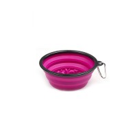 Folding Dog Bowl - Collapsible Pet Food & Water Bowl For Travels, Walks - Foldable, Expandable Bowl For Dogs & Cats, Purple