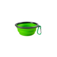 Folding Dog Bowl - Collapsible Pet Food & Water Bowl For Travels, Walks - Foldable, Expandable Bowl For Dogs & Cats, Green