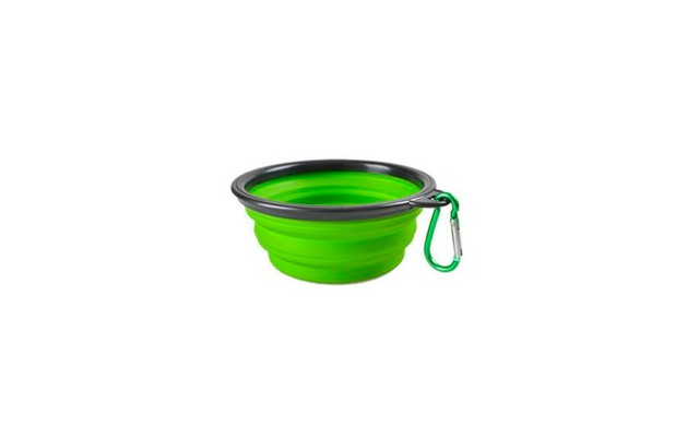 Folding Dog Bowl - Collapsible Pet Food & Water Bowl For Travels, Walks - Foldable, Expandable Bowl For Dogs & Cats, Green