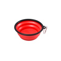 Folding Dog Bowl - Collapsible Pet Food & Water Bowl For Travels, Walks - Foldable, Expandable Bowl For Dogs & Cats, Red