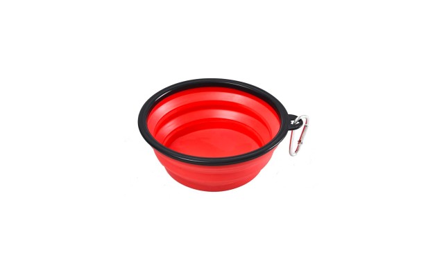Folding Dog Bowl - Collapsible Pet Food & Water Bowl For Travels, Walks - Foldable, Expandable Bowl For Dogs & Cats, Red