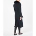  Womens Fox-Fur-Collar Belted Maxi Wrap Coats, Black, 6