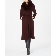 Forecaster Womens Fox-Fur-Collar Belted Maxi Wrap Coats