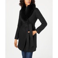 Forecaster Womens Fox-Fur-Collar Belted Wrap Coats