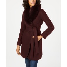 Forecaster Womens Fox-Fur-Collar Belted Wrap Coats