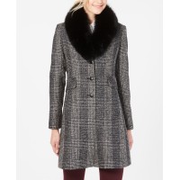 Forecaster Womens Fox-Fur-Collar Reefer Coats, Black, 6