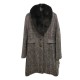  Womens Fox-Fur-Collar Reefer Coats, Black, 6