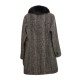  Womens Fox-Fur-Collar Reefer Coats, Black, 8