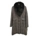  Womens Fox-Fur-Collar Reefer Coats, Black, 8