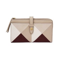 Fossil Fiona Patchwork Tab Wallet (Champagne/Gold)
