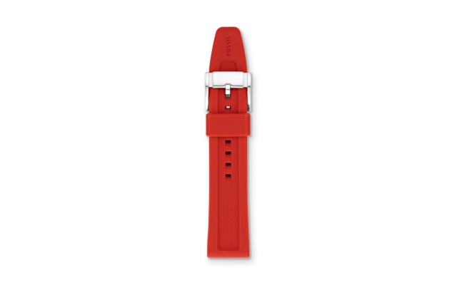  Watch Strap Band Silicone Silvertone Buckle (Red, 22mm)