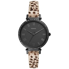Fossil Women’s Kinsey Spotted Leather Strap Watch, Black, ES4726