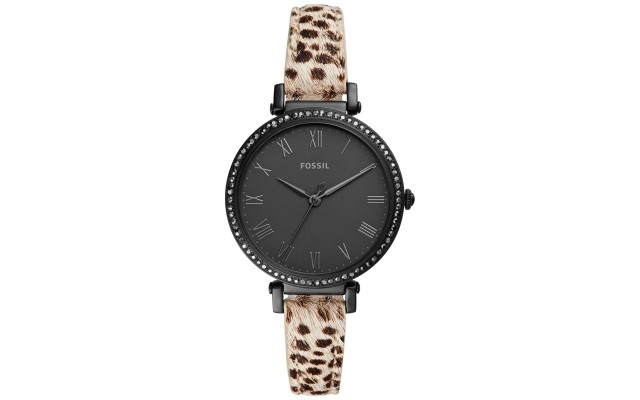 Women’s Kinsey Spotted Leather Strap Watch, Black, ES4726