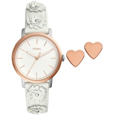Fossil Women’s Neely White Leather Strap Watch Set, White, ES4383SET