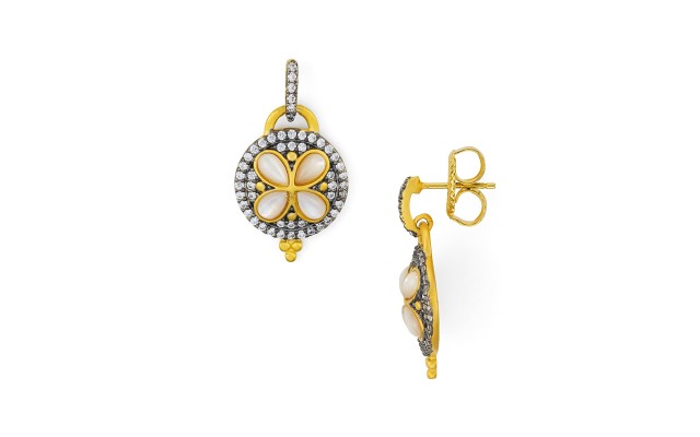  Fleur Bloom Drop Earrings, Gold
