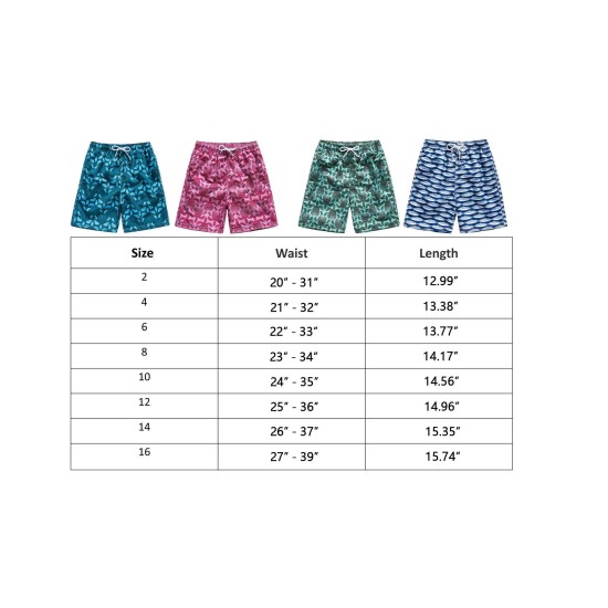 Funny Summer Swim Trunks for Kids, Quick Dry Swim Shorts for Boys and Girls, Bathing Suits, Swimwear, Swim Shorts with Various Colors & Designs, Quick Dry Nylon Shorts, Flowers, 13-14T