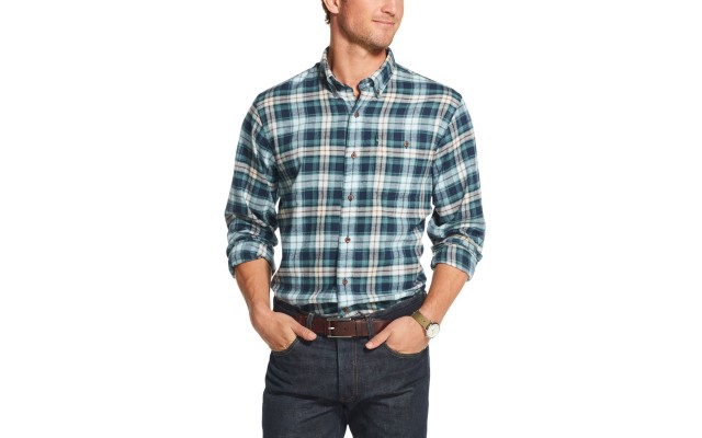  Men’s Fireside Classic-Fit Plaid Flannel Shirts (Navy, XL)