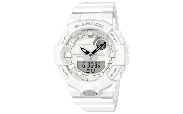 Men’s Analog-Digital Resin Strap Step Tracker Watch, White 48.6mm