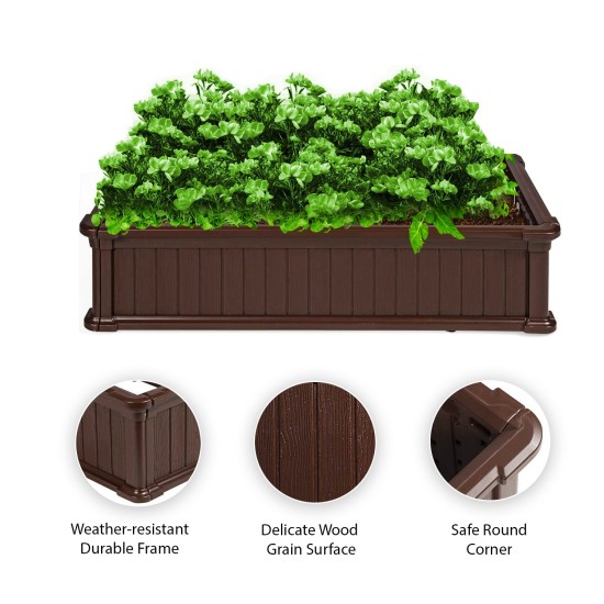  Raised Garden Bed Vegetables & Flower Box Planter for Patio Backyard, Brown, 48''L x 24''W x 12''H