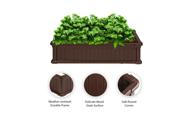  Raised Garden Bed Vegetables & Flower Box Planter for Patio Backyard, Brown, 48''L x 24''W x 12''H