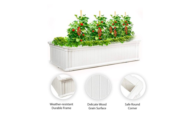  Raised Garden Bed Vegetables & Flower Box Planter for Patio Backyard, White, 48''L x 24''W x 12''H
