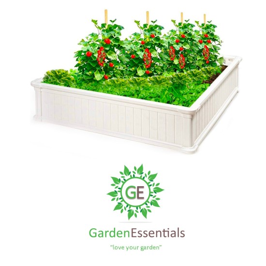  Raised Garden Bed Vegetables & Flower Box Planter for Patio Backyard, White, 48.5''L x 48.5''W x 12''H