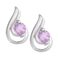 Gem Box Amethyst Teardrop Stud Earrings (3/8 ct. t.w.) in Sterling Silver/Purple