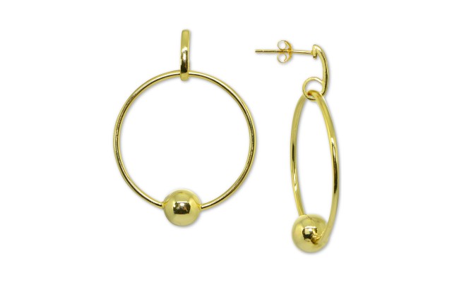  Beaded Circle Drop Earrings in 18k Gold-Plated Sterling Silver