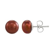 Giani Bernini Chocolate Cultured Freshwater Pearl (8-9mm) Stud Earring (Brown)